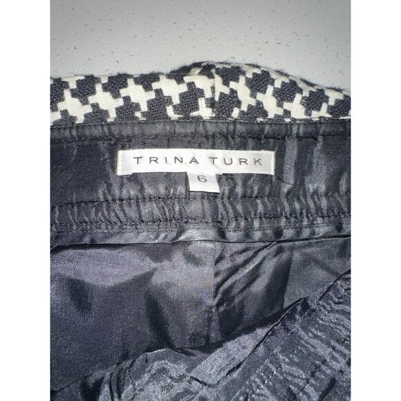 Trina Turk Pants Wide Leg Cropped Houndstooth Pockets Career Office Casual 6 - Picture 3 of 11